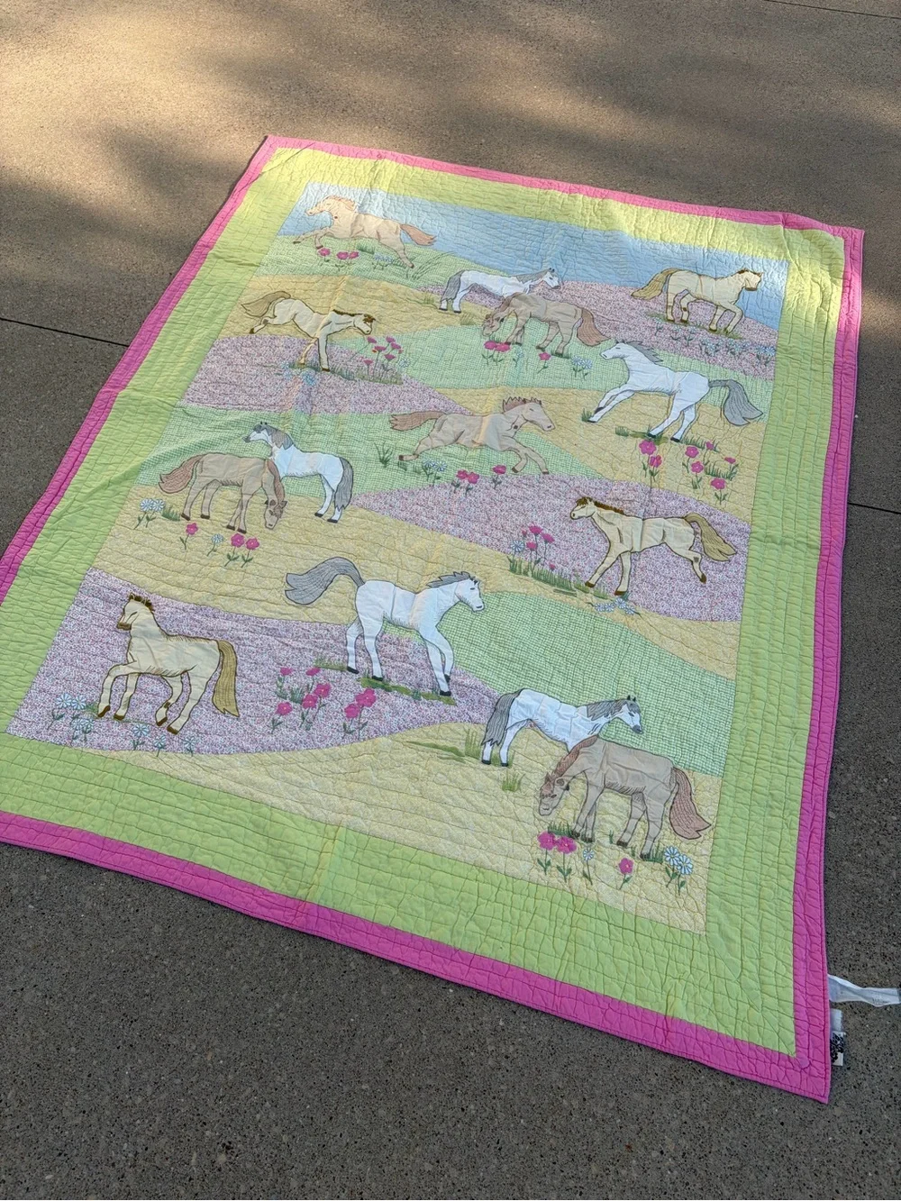 Vintage The Company Store Ponies in the Pasture twin quilt patchwork horses